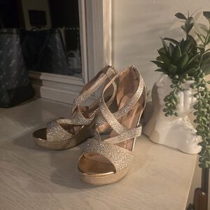 Elegant Gold Strappy Women's Heels